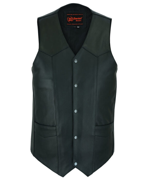 RC162TALL Men's Tall Classic Biker Leather Vest - Image 3