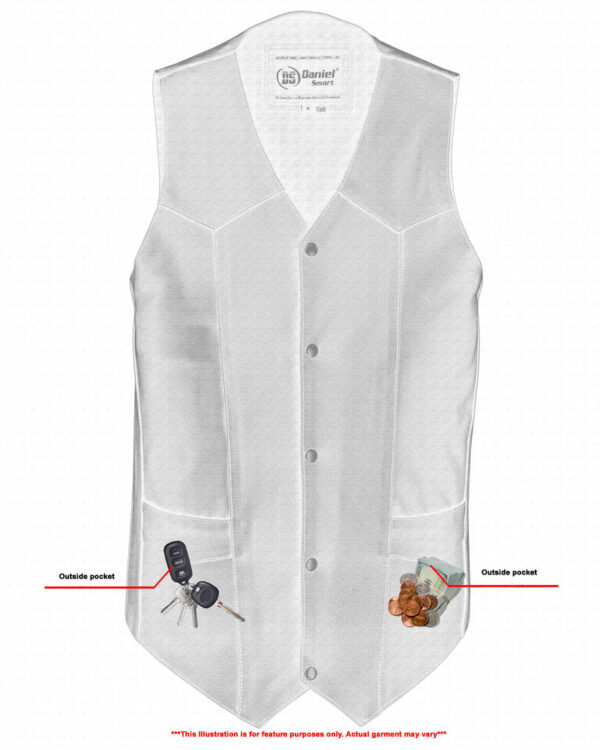 RC162TALL Men's Tall Classic Biker Leather Vest - Image 5