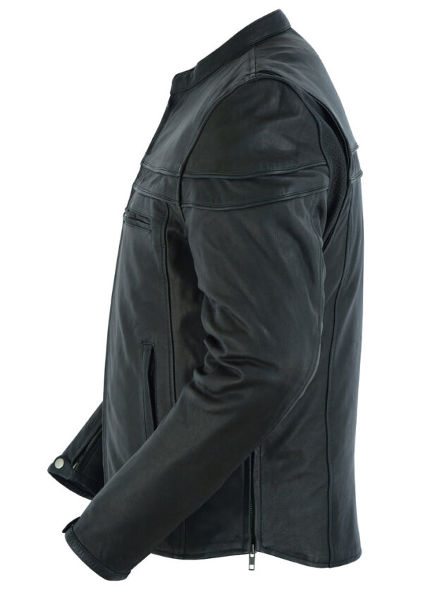 RC768 Men's Sporty Lightweight Leather Cross Over Jacket - Image 8