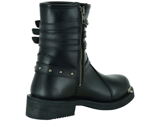 RC9767 Women's 9 Inch Black Triple Buckle Leather Harness Boot - Image 7