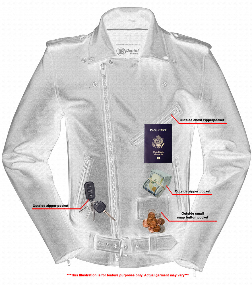 RC712TALL Men's Classic Plain Side Police Style M/C Jacket - TALL - Image 8