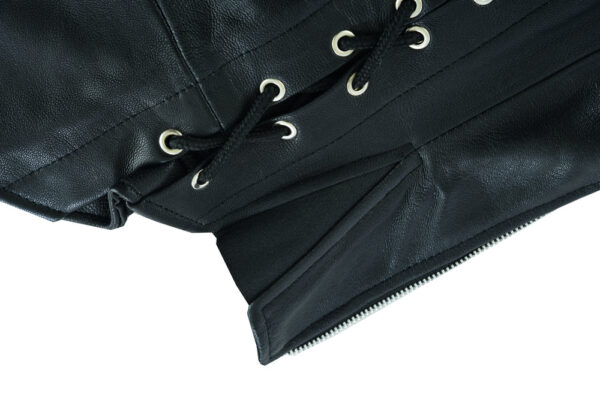 RC422 Women's Black Thigh High Leather Side Lace Leggings - Image 11