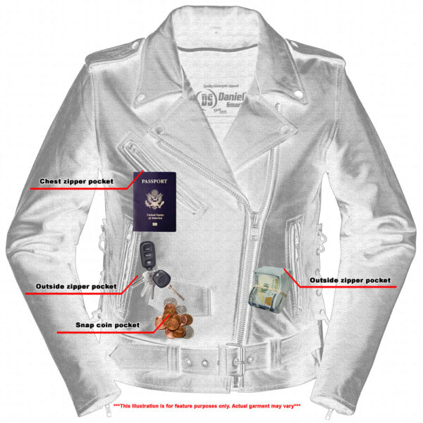RC831 Women's Classic Side Lace Police Style M/C Jacket - Image 4