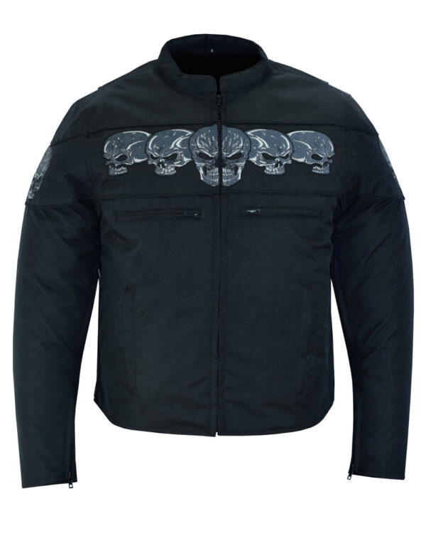 RC600 Men's Textile Scooter Style Jacket w/ Reflective Skulls - Image 9
