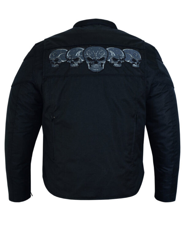 RC600 Men's Textile Scooter Style Jacket w/ Reflective Skulls - Image 10