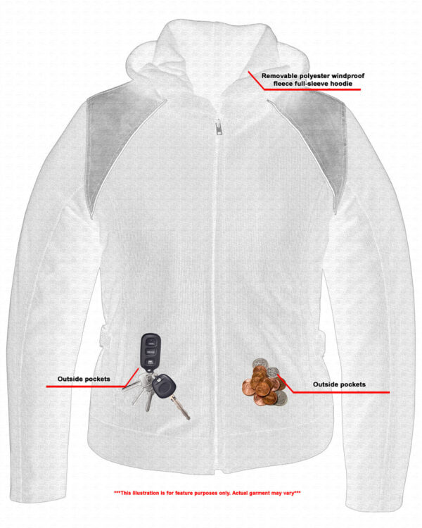 RC867 Women's Mesh 3-in-1 Riding Jacket (Black/Black Tone Reflective) - Image 7