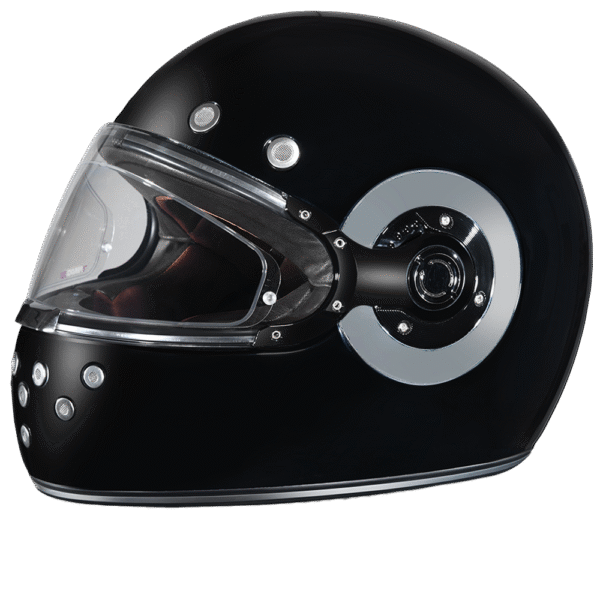 DOT Daytona Retro Full Face Motorcycle Helmet: Vintage Style for Men, Women, & Youth - Hi-Gloss Black w/ Chrome Accents