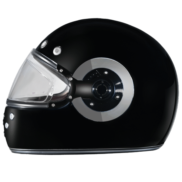 DOT Daytona Retro Full Face Motorcycle Helmet: Vintage Style for Men, Women, & Youth - Hi-Gloss Black w/ Chrome Accents - Image 2