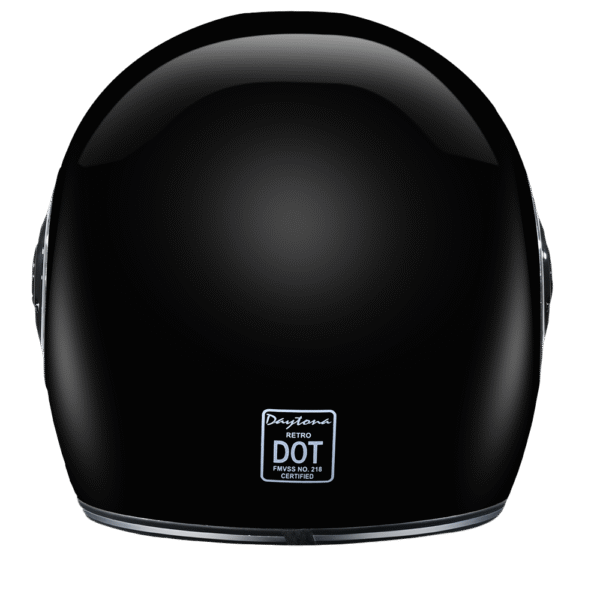DOT Daytona Retro Full Face Motorcycle Helmet: Vintage Style for Men, Women, & Youth - Hi-Gloss Black w/ Chrome Accents - Image 3