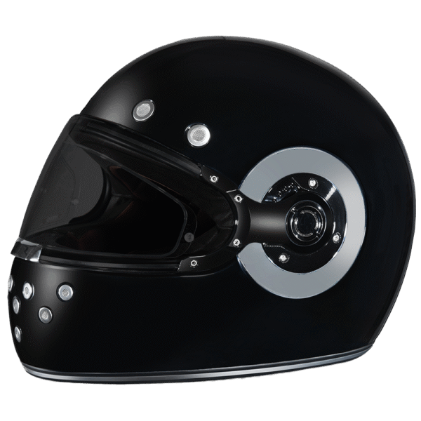 DOT Daytona Retro Full Face Motorcycle Helmet: Vintage Style for Men, Women, & Youth - Hi-Gloss Black w/ Chrome Accents - Image 7