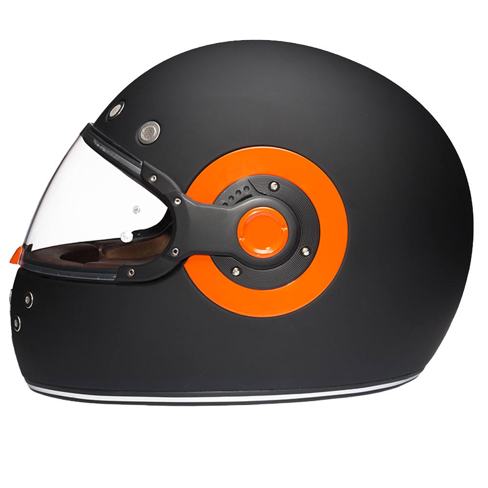 DOT Daytona Retro Full Face Motorcycle Helmet: Vintage Style for Men, Women, & Youth - Dull Black W/ Orange Accents - Image 2