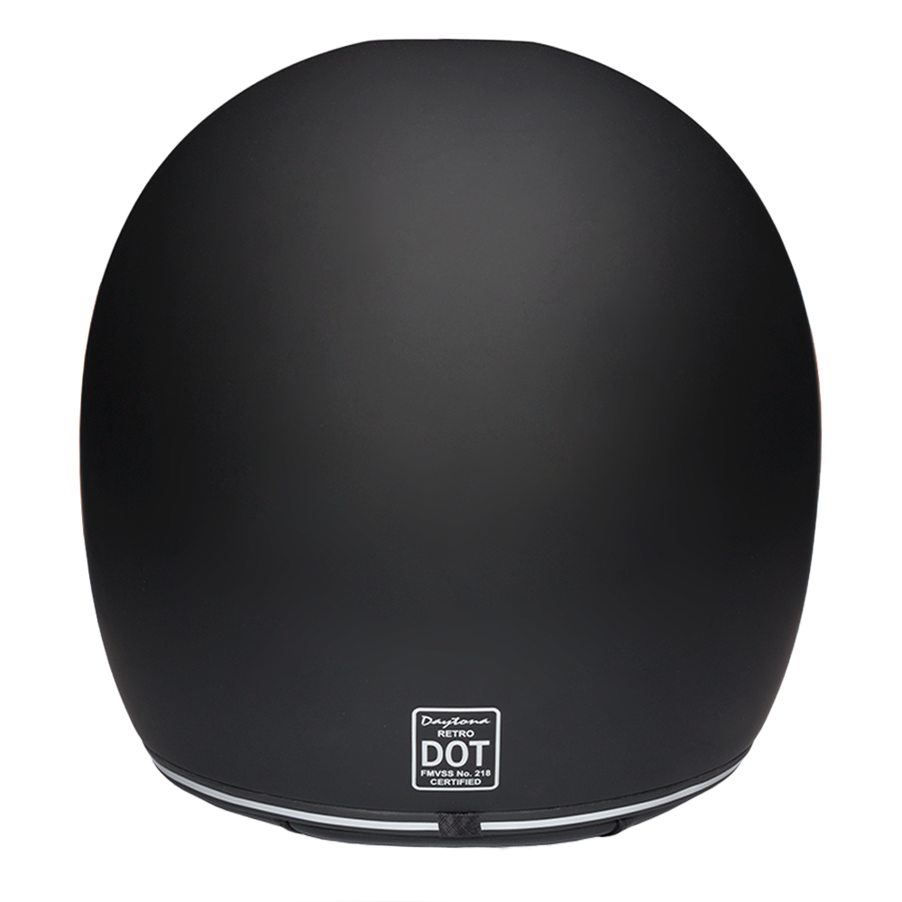 DOT Daytona Retro Full Face Motorcycle Helmet: Vintage Style for Men, Women, & Youth - Dull Black W/ Orange Accents - Image 3