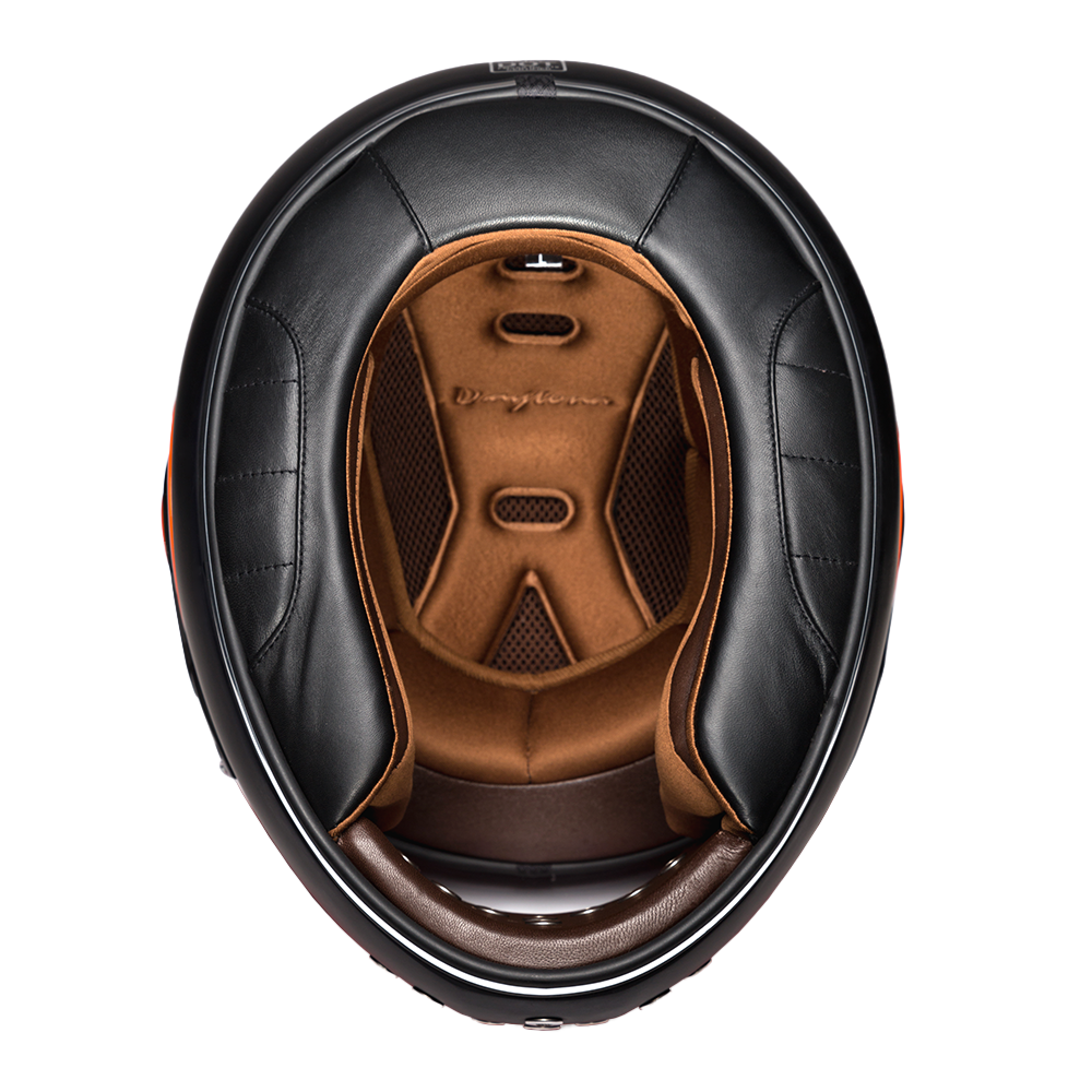 DOT Daytona Retro Full Face Motorcycle Helmet: Vintage Style for Men, Women, & Youth - Dull Black W/ Orange Accents - Image 6