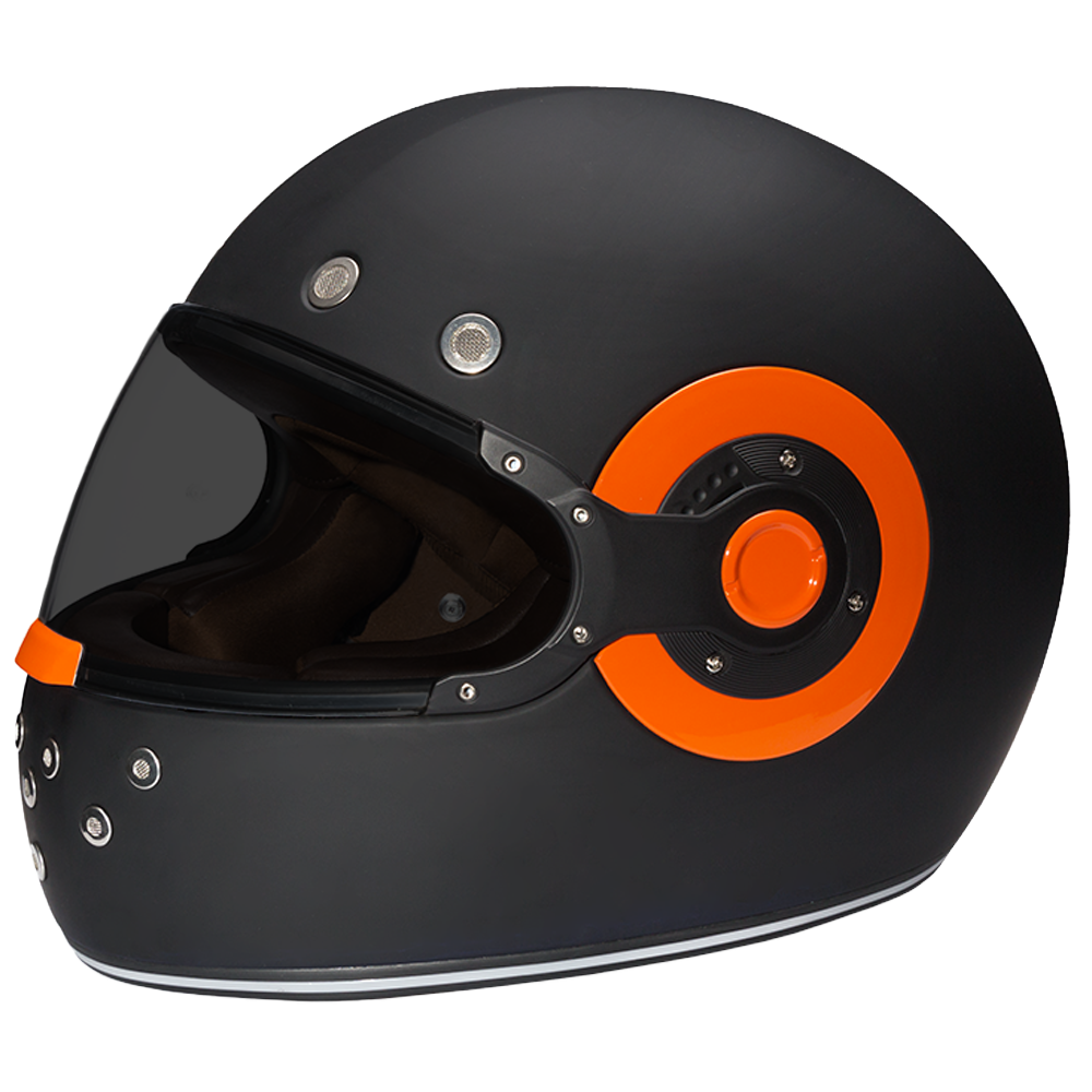 DOT Daytona Retro Full Face Motorcycle Helmet: Vintage Style for Men, Women, & Youth - Dull Black W/ Orange Accents - Image 7