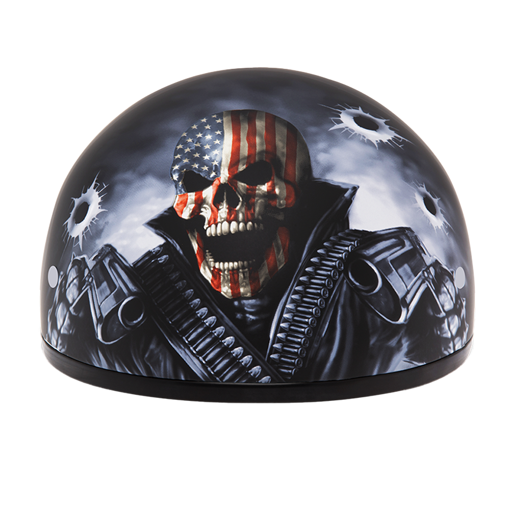 DOT Approved Daytona Motorcycle Half Face Helmet - Skull Cap Graphics for Men & Women, Scooters, ATVs, UTVs & Choppers - W/ Come Get 'Em