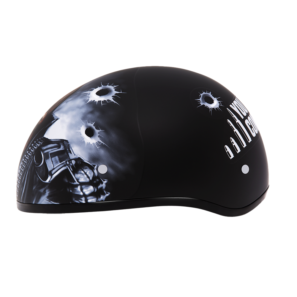 DOT Approved Daytona Motorcycle Half Face Helmet - Skull Cap Graphics for Men & Women, Scooters, ATVs, UTVs & Choppers - W/ Come Get 'Em - Image 3