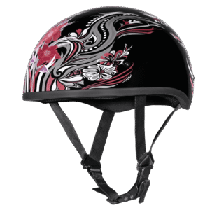 DOT Approved Daytona Motorcycle Half Face Helmet - Skull Cap Graphics for Men & Women, Scooters, ATVs, UTVs & Choppers - W/ Boss Bitch