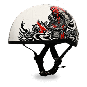 DOT Approved Daytona Motorcycle Half Face Helmet - Skull Cap Graphics for Men & Women, Scooters, ATVs, UTVs & Choppers - W/ Rockin' Reaper