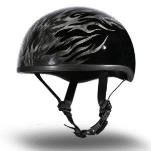 DOT Approved Daytona Motorcycle Half Face Helmet - Skull Cap Graphics for Men & Women, Scooters, ATVs, UTVs & Choppers - W/ Ignite Grey