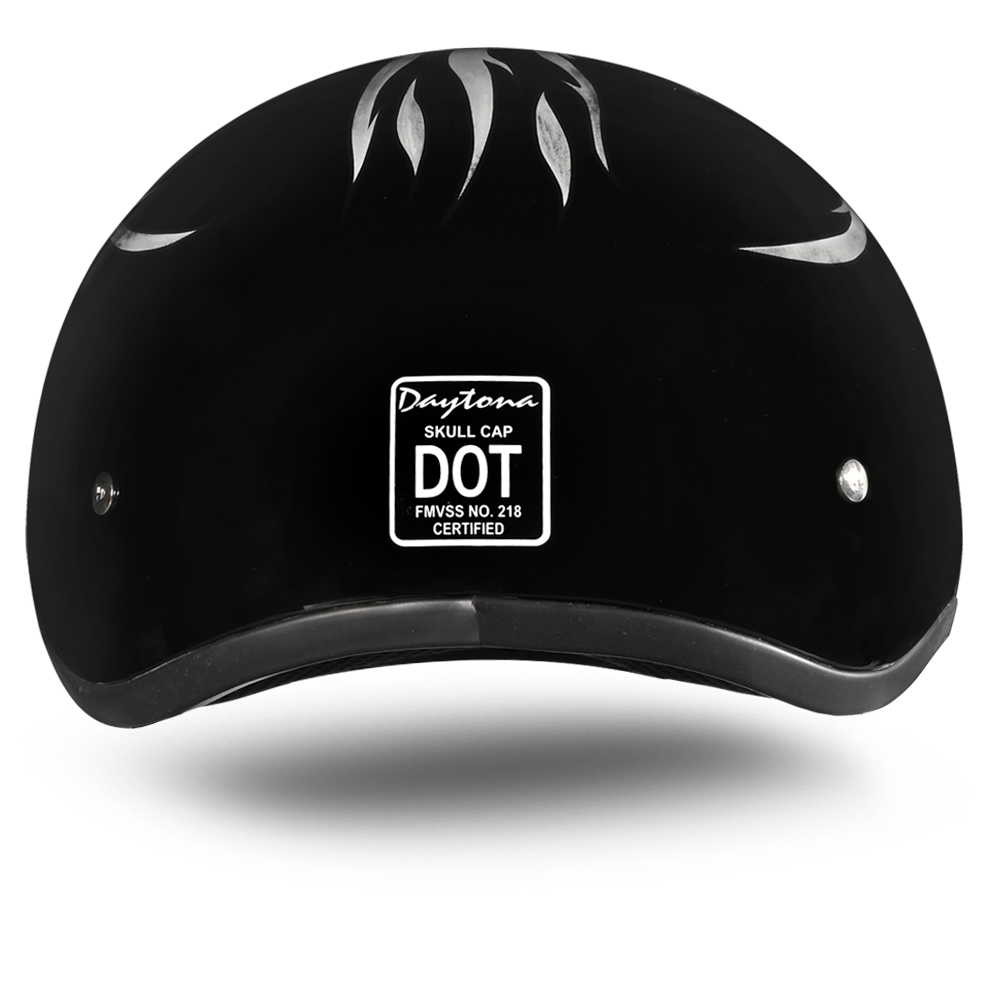 DOT Approved Daytona Motorcycle Half Face Helmet - Skull Cap Graphics for Men & Women, Scooters, ATVs, UTVs & Choppers - W/ Ignite Grey - Image 3
