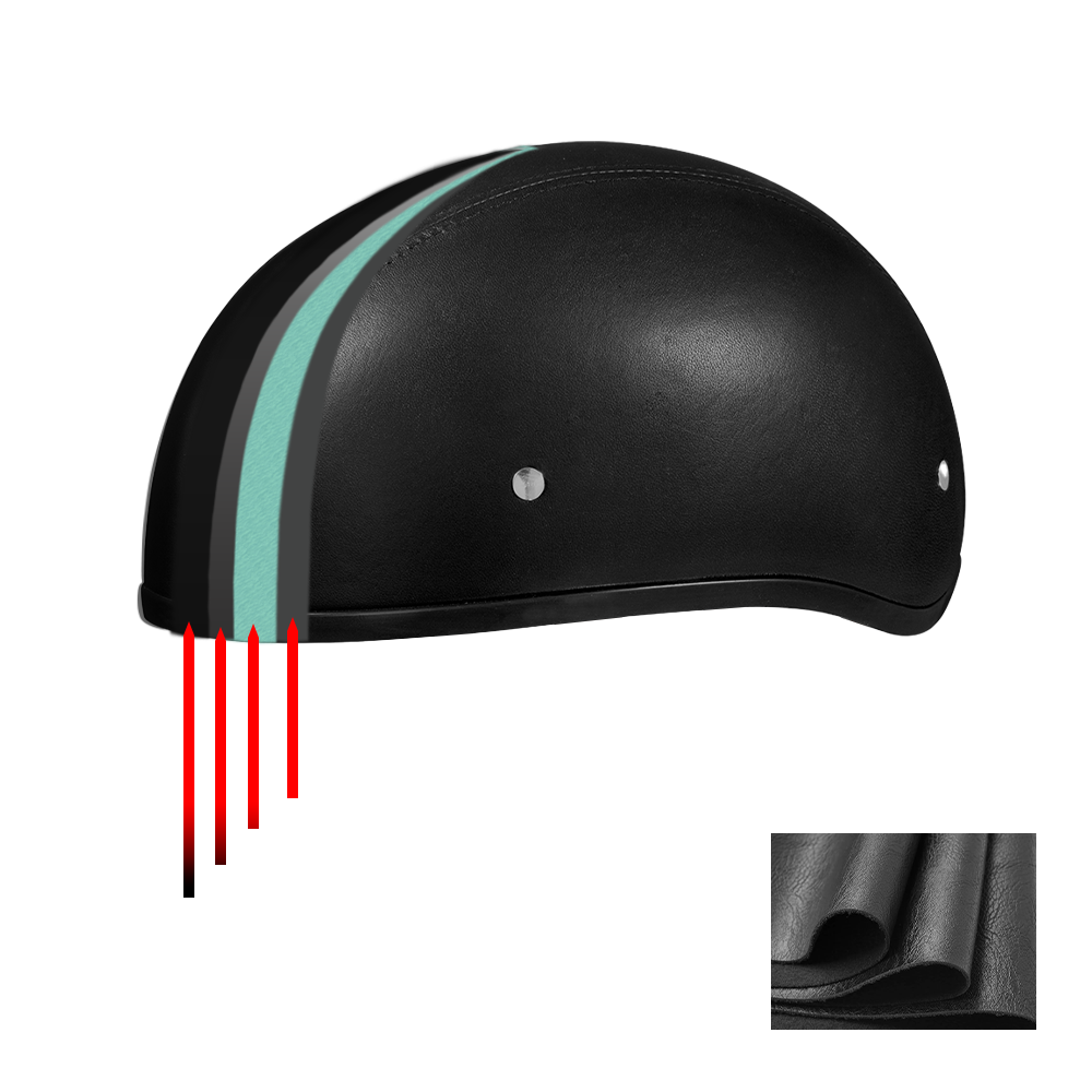 D.O.T. Daytona Skull Cap W/O Visor- Leather Covered - Image 9