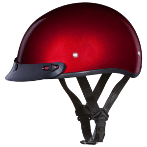 DOT Approved Daytona Skull Cap Half Shell Motorcycle Helmet - Beanie Style for Motorcycles, Cruisers, Scooters, and Mopeds - Black Cherry