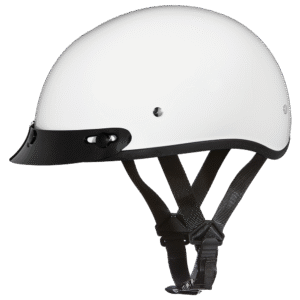 DOT Approved Daytona Skull Cap Half Shell Motorcycle Helmet - Beanie Style for Motorcycles, Cruisers, Scooters, and Mopeds - Hi-Gloss White