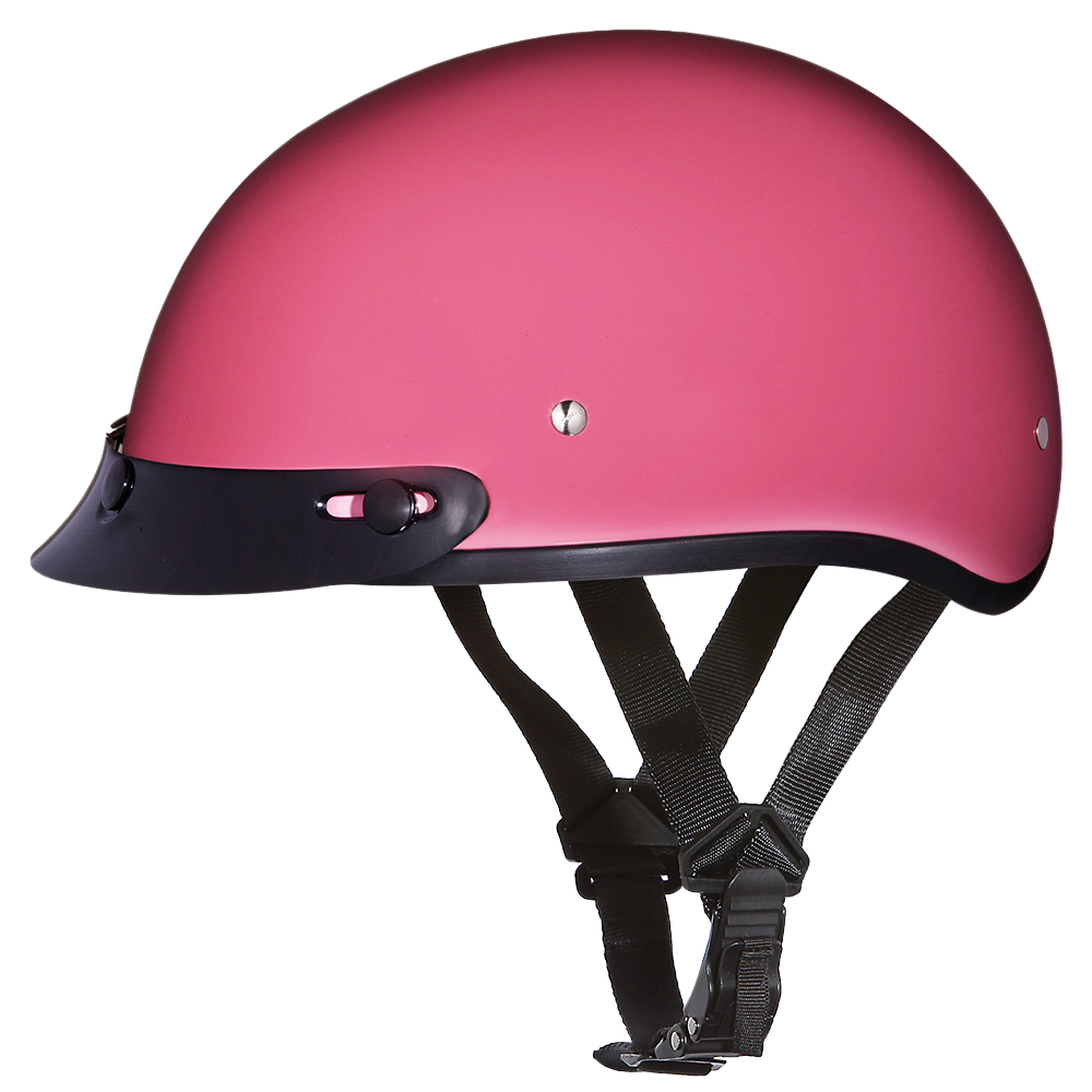 DOT Approved Daytona Skull Cap Half Shell Motorcycle Helmet - Beanie Style for Motorcycles, Cruisers, Scooters, and Mopeds - Hi-Gloss Pink
