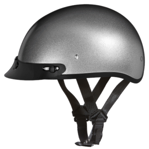 DOT Approved Daytona Skull Cap Half Shell Motorcycle Helmet - Beanie Style for Motorcycles, Cruisers, Scooters, and Mopeds - Silver Metallic
