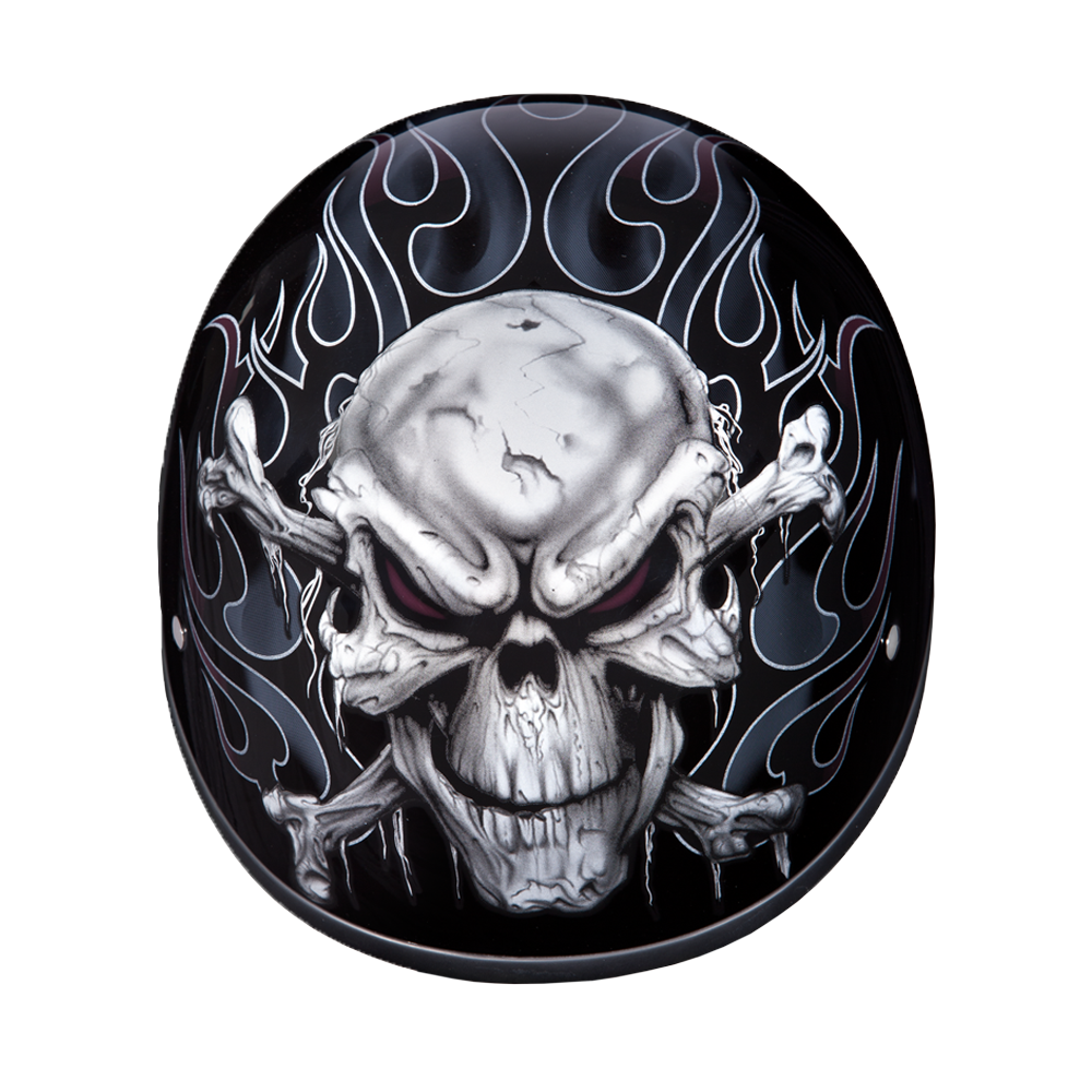 DOT Approved Daytona Motorcycle Half Face Helmet - Skull Cap Graphics for Men & Women, Scooters, ATVs, UTVs & Choppers - W/ Cross Bones - Image 5