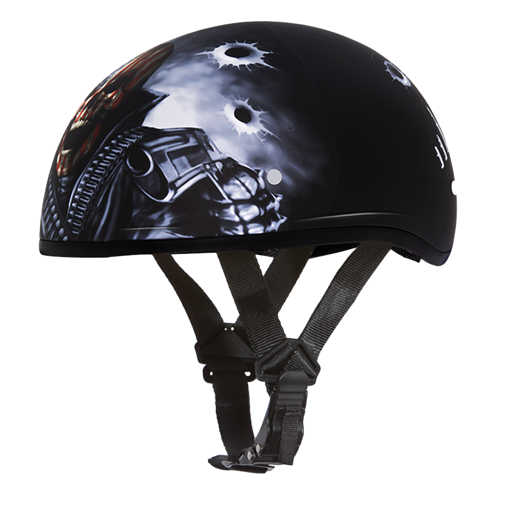 DOT Approved Daytona Motorcycle Half Face Helmet - Skull Cap Graphics for Men & Women, Scooters, ATVs, UTVs & Choppers - W/ Come Get 'Em - Image 2