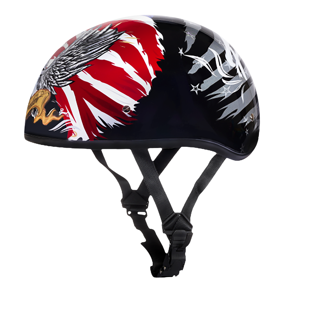 DOT Approved Daytona Motorcycle Half Face Helmet - Skull Cap Graphics for Men & Women, Scooters, ATVs, UTVs & Choppers - W/ Freedom 2.0 - Image 2