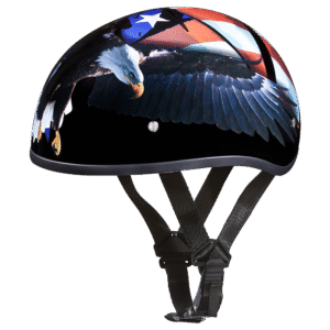 DOT Approved Daytona Motorcycle Half Face Helmet - Skull Cap Graphics for Men & Women, Scooters, ATVs, UTVs & Choppers - W/ Freedom