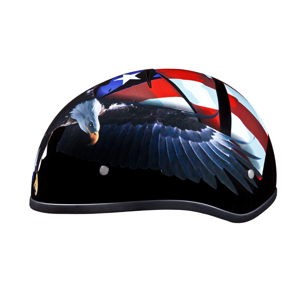 DOT Approved Daytona Motorcycle Half Face Helmet - Skull Cap Graphics for Men & Women, Scooters, ATVs, UTVs & Choppers - W/ Freedom - Image 2
