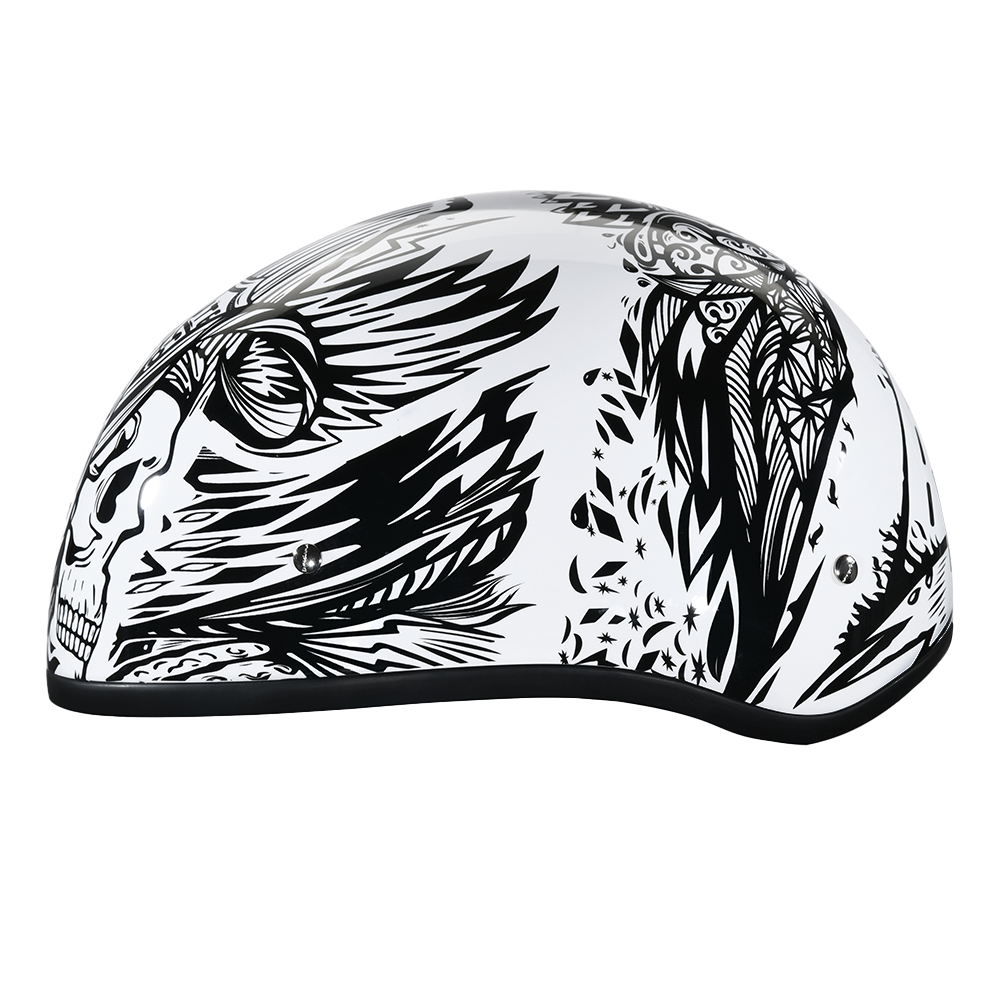 DOT Approved Daytona Motorcycle Half Face Helmet - Skull Cap Graphics for Men & Women, Scooters, ATVs, UTVs & Choppers - W/ Live Fast - Image 3