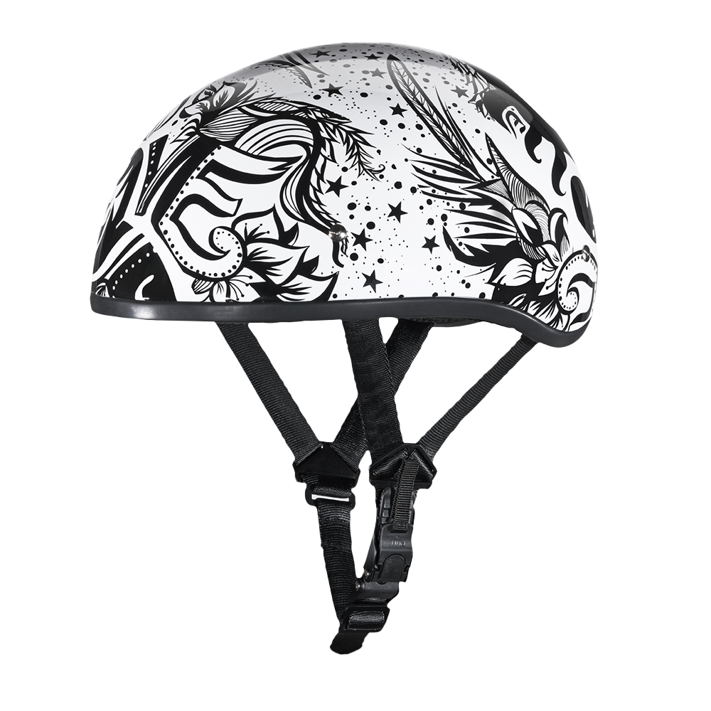 DOT Approved Daytona Motorcycle Half Face Helmet - Skull Cap Graphics for Men & Women, Scooters, ATVs, UTVs & Choppers - W/ Lovesee - Image 2