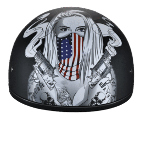 DOT Approved Daytona Motorcycle Half Face Helmet - Skull Cap Graphics for Men & Women, Scooters, ATVs, UTVs & Choppers - W/ Make 'Em Pay