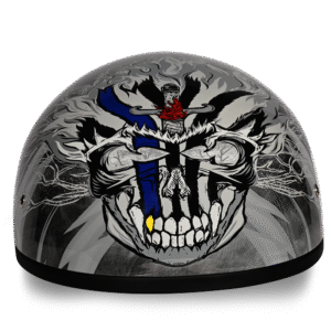 DOT Approved Daytona Motorcycle Half Face Helmet - Skull Cap Graphics for Men & Women, Scooters, ATVs, UTVs & Choppers - W/ Thunder