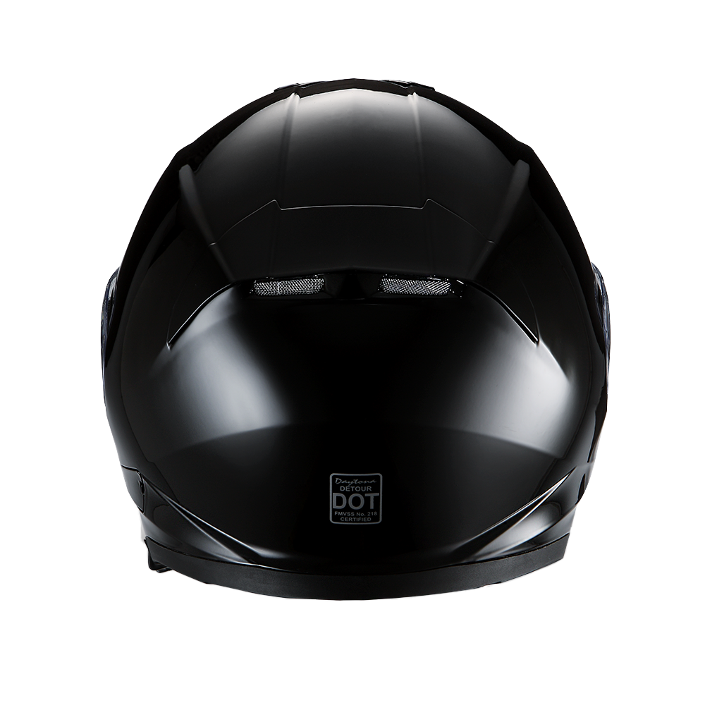Daytona Detour Full Face Motorcycle Helmet - DOT Certified, Dual Visor, Street Bike Helmet, Men/Women/Youth - Hi-Gloss Black - Image 3