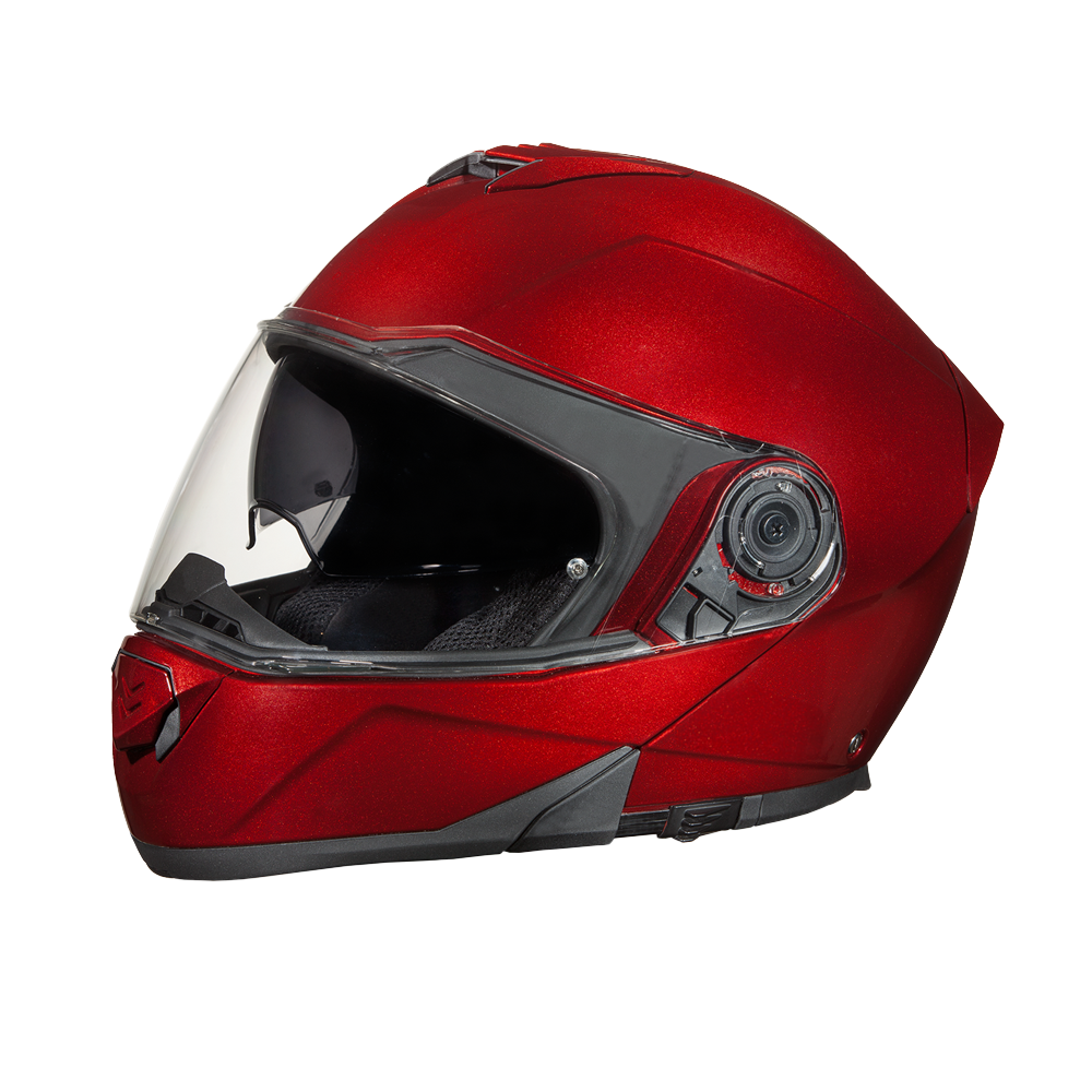 Daytona Glide Modular Motorcycle Helmet - DOT Approved, Bluetooth Ready, Dual Visor, Men/Women/Youth - Black Cherry - Image 2
