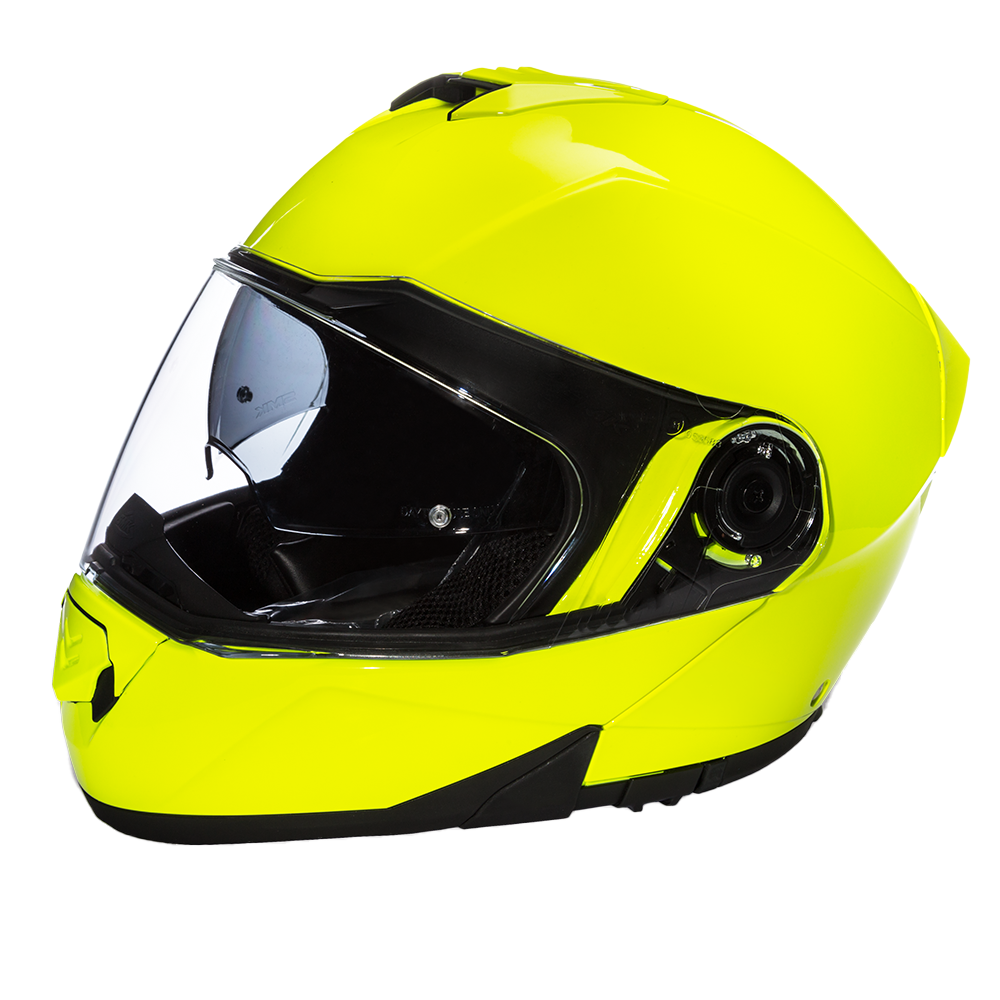 Daytona Glide Modular Motorcycle Helmet - DOT Approved, Bluetooth Ready, Dual Visor, Men/Women/Youth - Fluorescent Yellow - Image 2