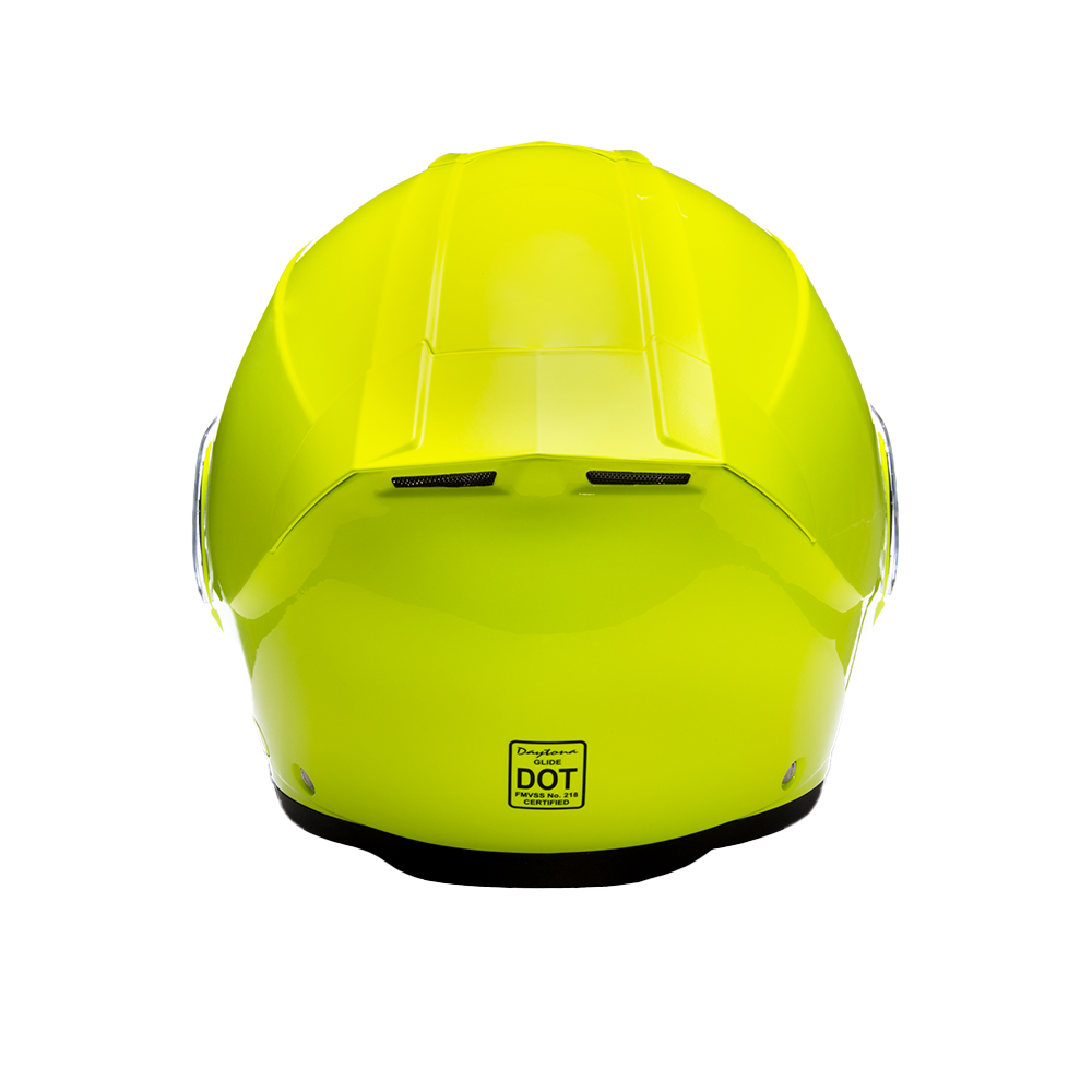Daytona Glide Modular Motorcycle Helmet - DOT Approved, Bluetooth Ready, Dual Visor, Men/Women/Youth - Fluorescent Yellow - Image 4