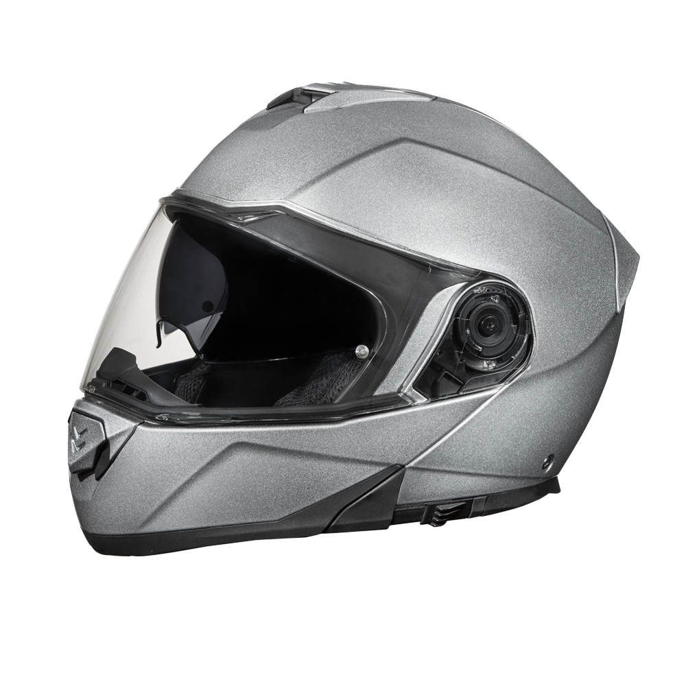 Daytona Glide Modular Motorcycle Helmet - DOT Approved, Bluetooth Ready, Dual Visor, Men/Women/Youth- Silver Metallic - Image 2