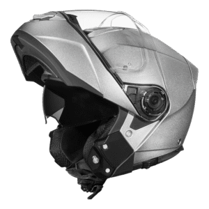 Daytona Glide Modular Motorcycle Helmet - DOT Approved, Bluetooth Ready, Dual Visor, Men/Women/Youth- Silver Metallic