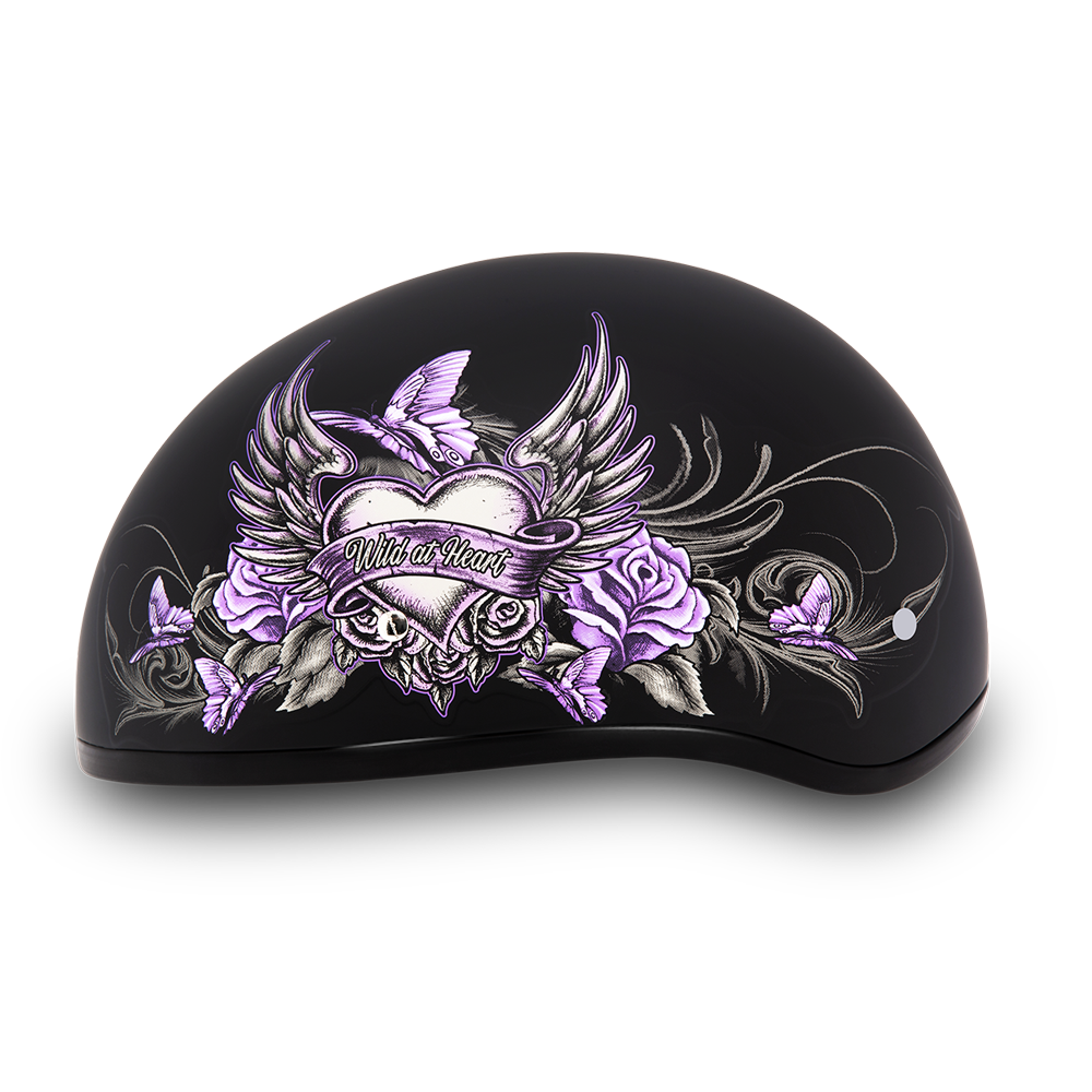 DOT Approved Daytona Motorcycle Half Face Helmet - Skull Cap Graphics for Men & Women, Scooters, ATVs, UTVs & Choppers - W/ Wild At Heart - Image 2