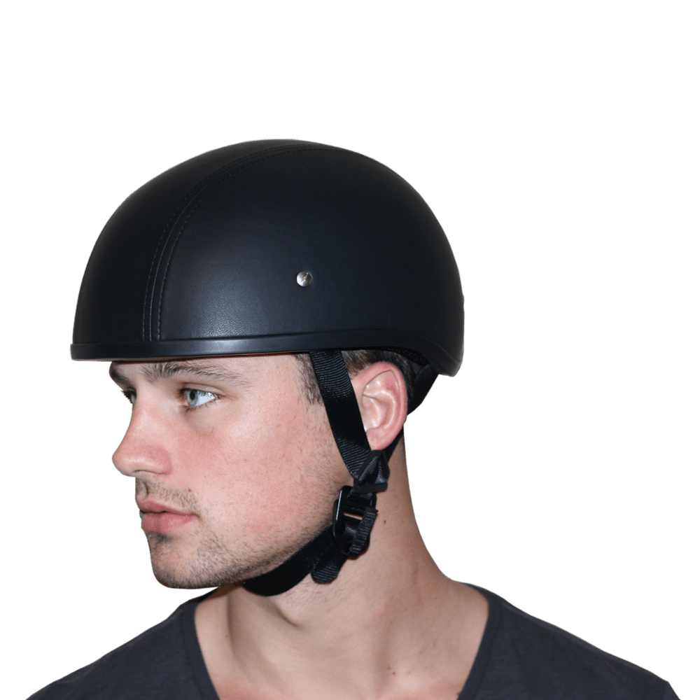 D.O.T. Daytona Skull Cap W/O Visor- Leather Covered - Image 7