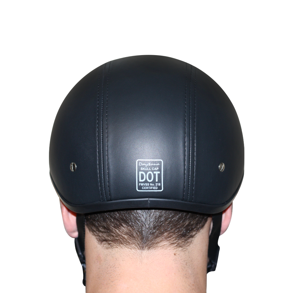 D.O.T. Daytona Skull Cap W/O Visor- Leather Covered - Image 8